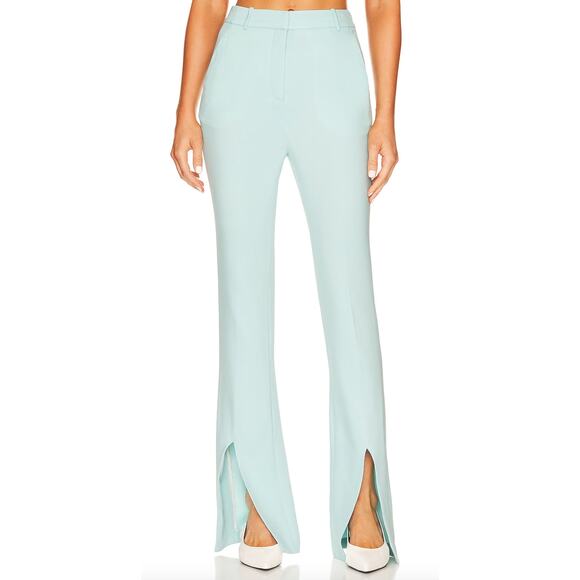 NBD Pants - L'Academie Ospen Notched Pant Pastel Blue XS Trouser Stretch Split Cuff $248 NEW